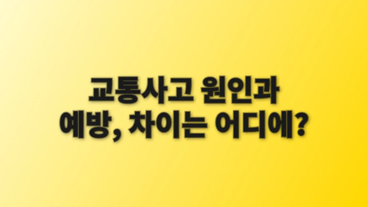 교통사고 원인과 예방, 차이는 어디에?
